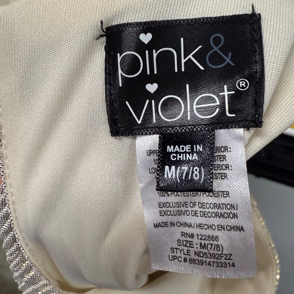 Pink & Violet Girls Gold Metallic Top & Tulle Skirt Dress Keyhole Back M (7/8) P - Picture 5 of 6